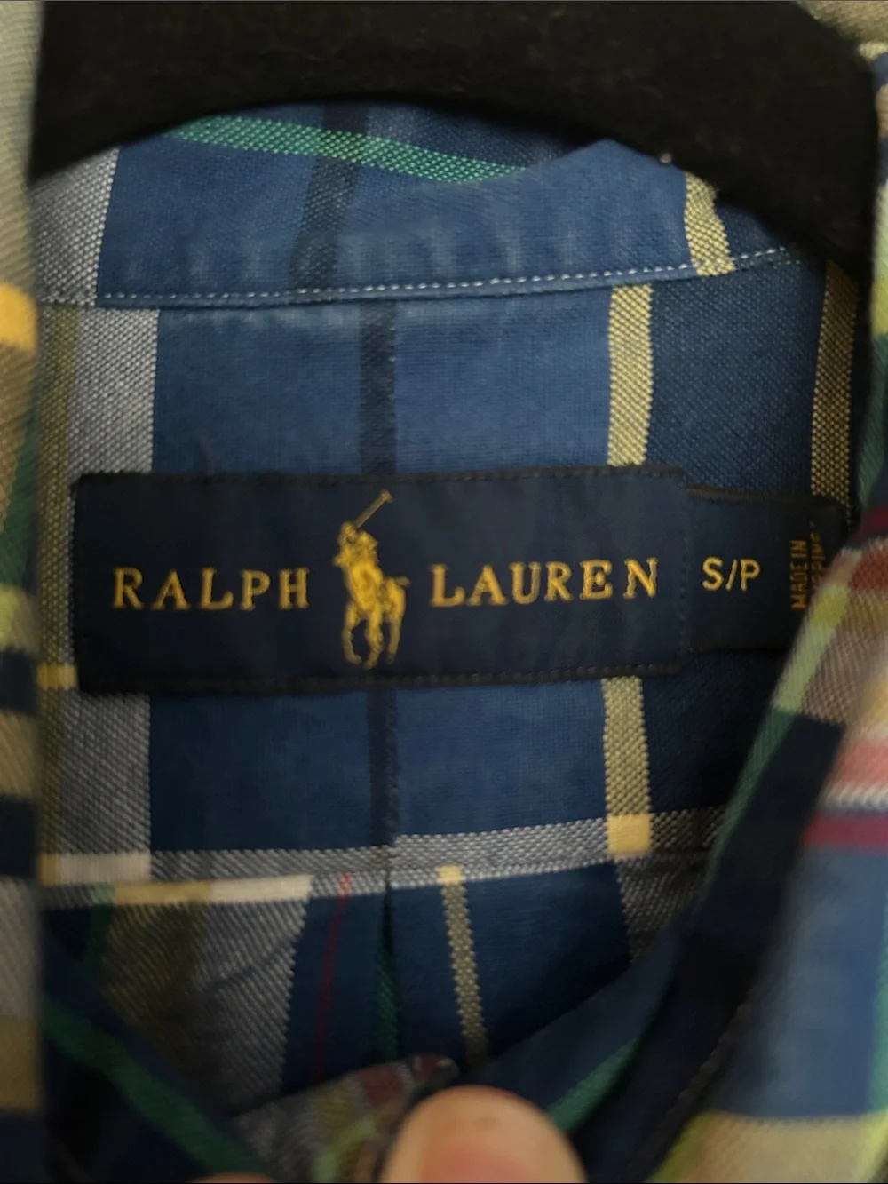 Polo by Ralph Lauren Navy and Yellow Plaid Button-Down Shirt